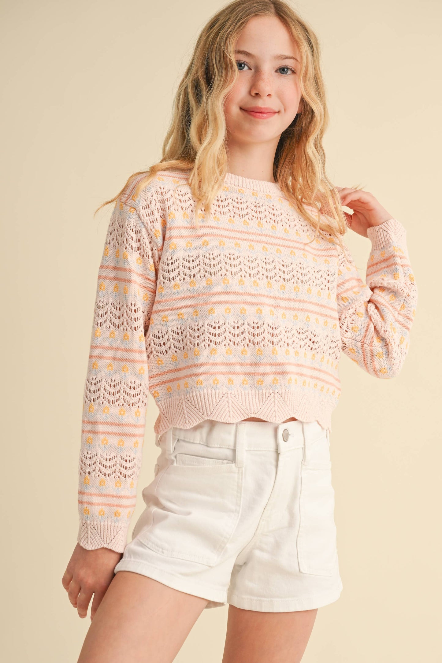 Flower Pointelle Sweater