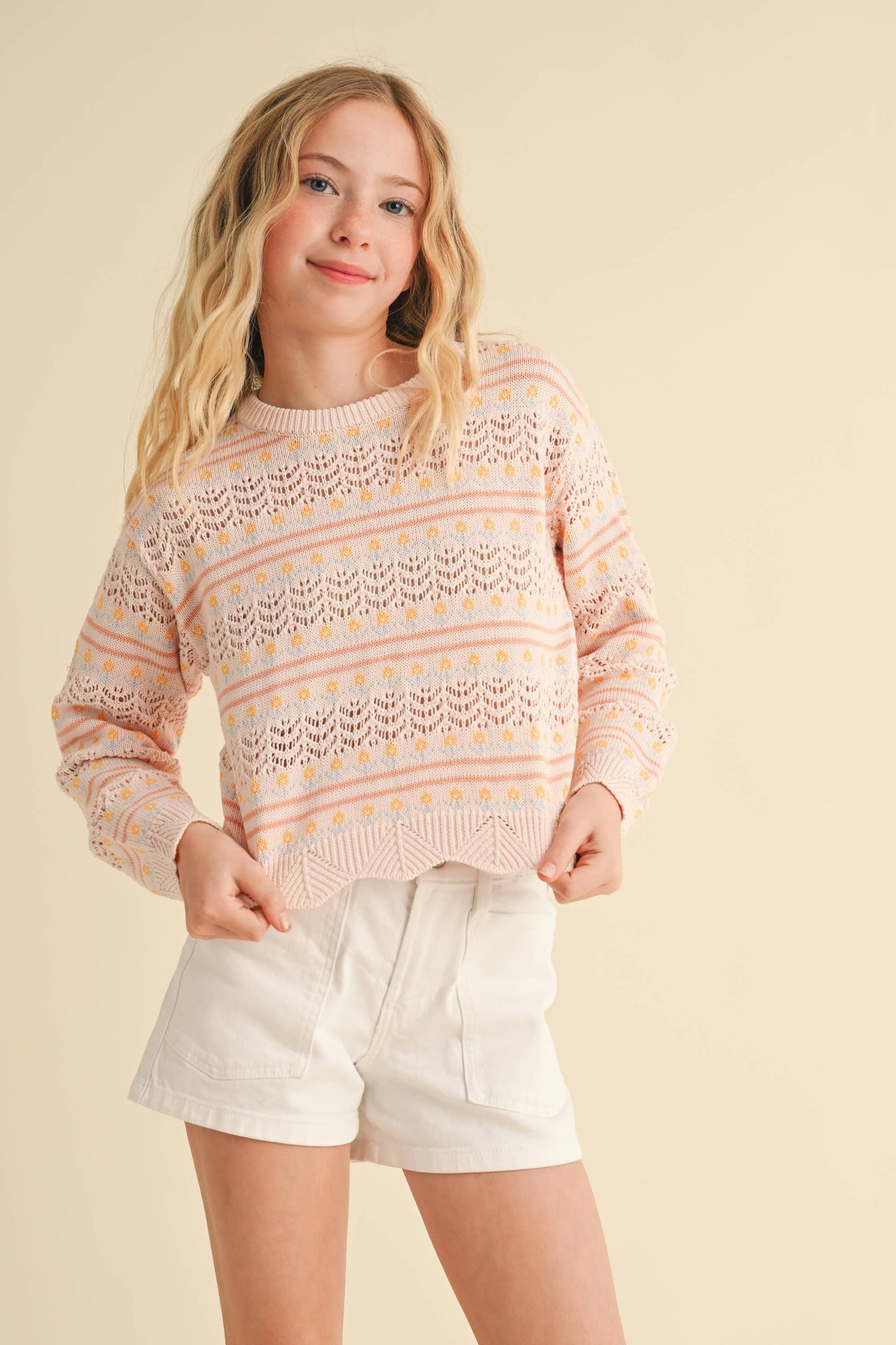 Flower Pointelle Sweater