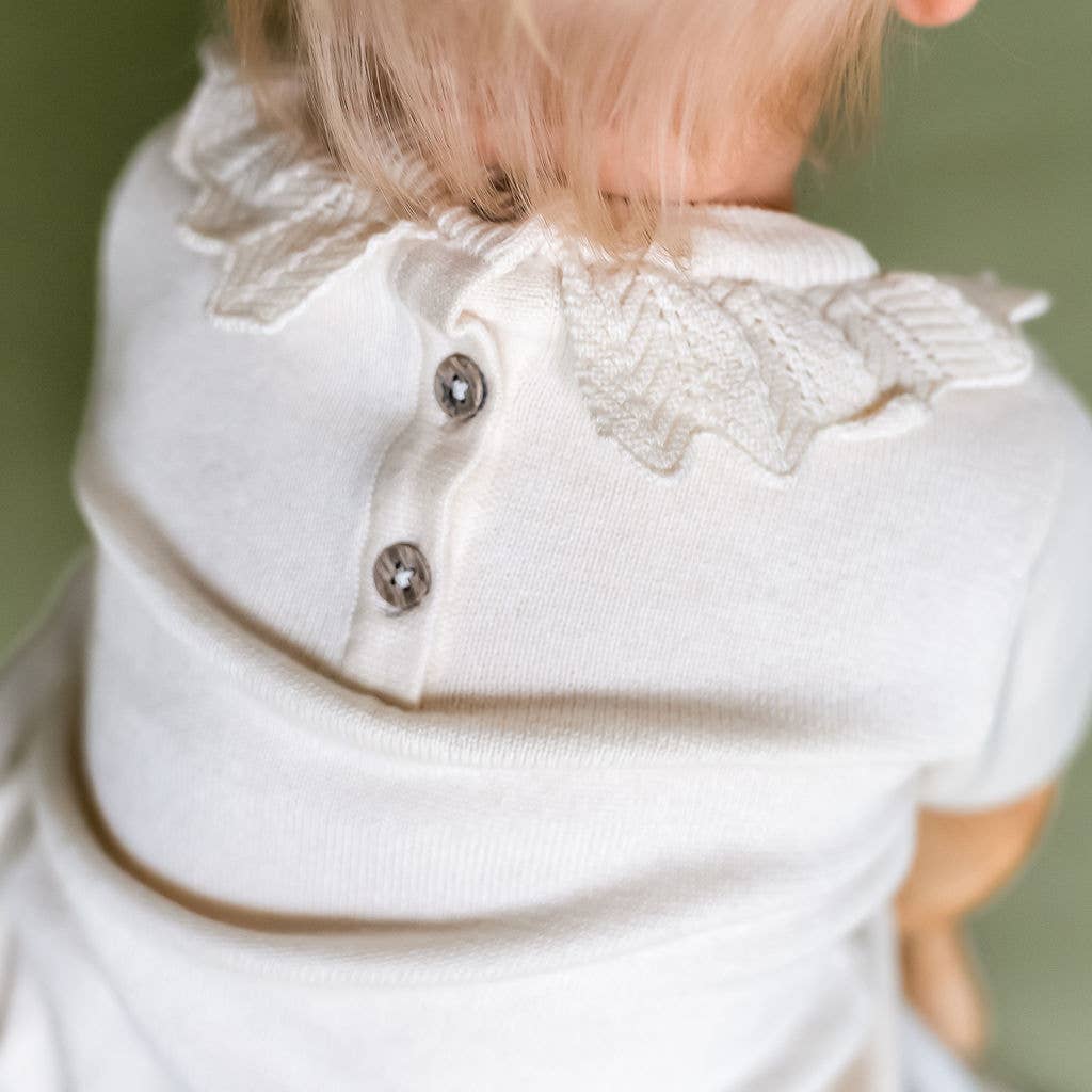Emma Floral Embroidered Knit Baby Ruffle Dress (Organic)